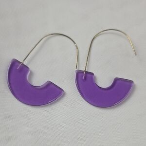 Acrylic Translucent Purple Crescent Hoop Earrings